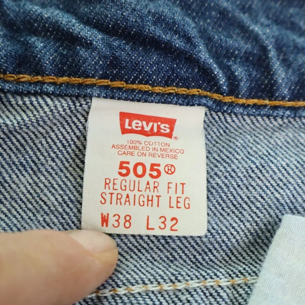 Levi's 505 Mens Jeans 38x32 Regular Fit Straight Leg Orange Tab Medium Wash 90s